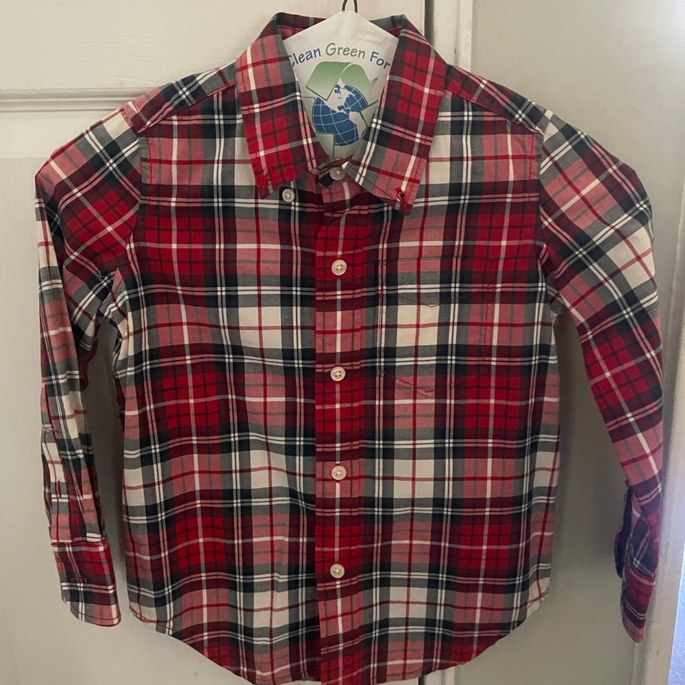 Gap Kids Boys Plaid Button Down Size XS (4/5)